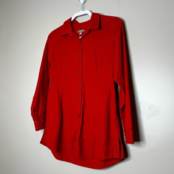 J. Jill 100% Cotton Pumpkin Orange Micro Corduroy Button Front XS - Picture 2 of 8